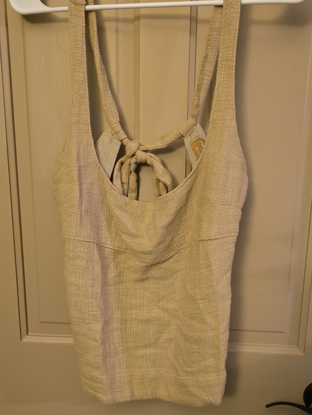 Free People Women's Cream Textured Tie-Back Tank Top